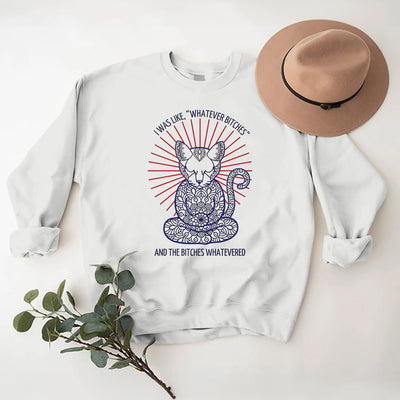 Olivenorma WHATEVER BIT*HES Meditation Inspiritual Long Sleeve Crewneck Sweatshirt - White - 2XL - image 3