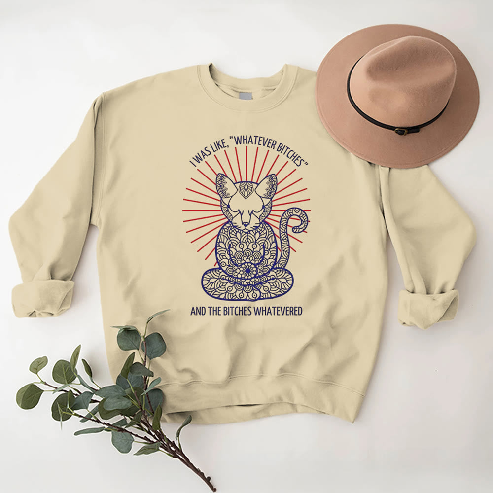 Olivenorma WHATEVER BIT*HES Meditation Inspiritual Long Sleeve Crewneck Sweatshirt - LightYellow - 2XL - image 0