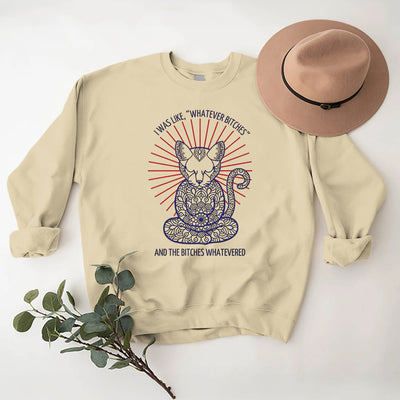 Olivenorma WHATEVER BIT*HES Meditation Inspiritual Long Sleeve Crewneck Sweatshirt - LightYellow - 2XL - image 0
