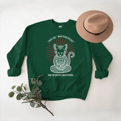 Olivenorma WHATEVER BIT*HES Meditation Inspiritual Long Sleeve Crewneck Sweatshirt - Green - 2XL - image 13