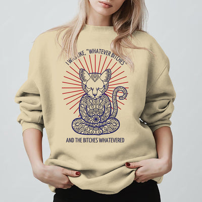 Olivenorma WHATEVER BIT*HES Meditation Inspiritual Long Sleeve Crewneck Sweatshirt - image 1