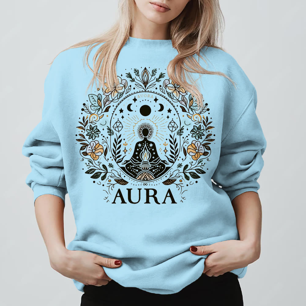 Olivenorma AURA Meditation Sweatshirt Long Sleeve Fleece Crewneck Pullover Sweatshirt - image 8