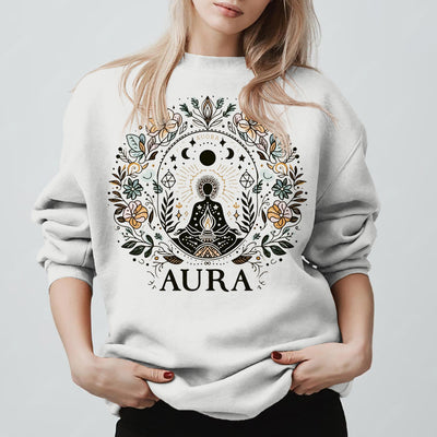 Olivenorma AURA Meditation Sweatshirt Long Sleeve Fleece Crewneck Pullover Sweatshirt - image 1
