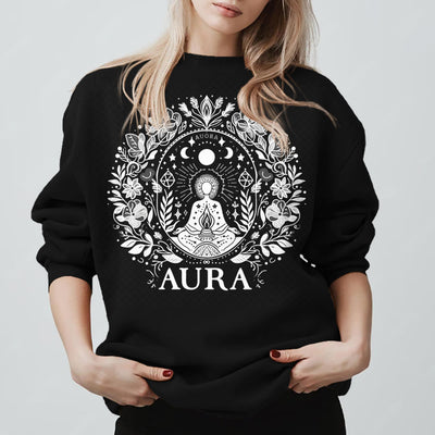 Olivenorma AURA Meditation Sweatshirt Long Sleeve Fleece Crewneck Pullover Sweatshirt - image 14