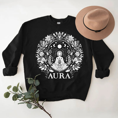 Olivenorma AURA Meditation Sweatshirt Long Sleeve Fleece Crewneck Pullover Sweatshirt - Black - 2XL - image 13
