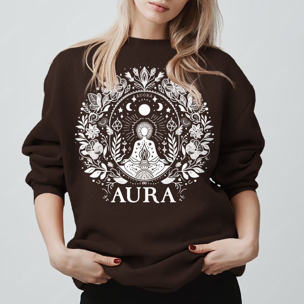 Olivenorma AURA Meditation Sweatshirt Long Sleeve Fleece Crewneck Pullover Sweatshirt - image 16