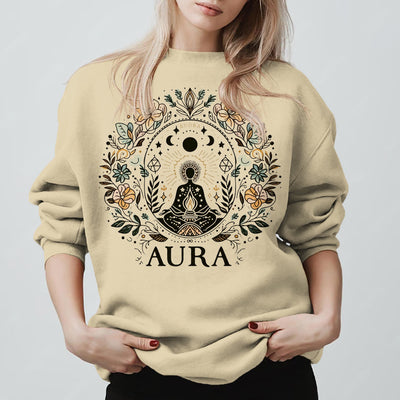 Olivenorma AURA Meditation Sweatshirt Long Sleeve Fleece Crewneck Pullover Sweatshirt - image 6