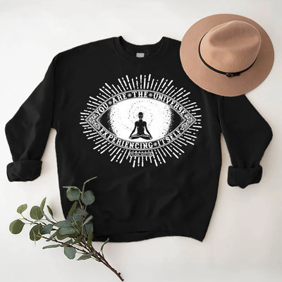 Olivenorma YOU ARE THE UNIVERSE... Motto Inspiritual Fleece Sweatshirt - Black - 2XL - image 5