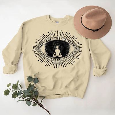 Olivenorma YOU ARE THE UNIVERSE... Motto Inspiritual Fleece Sweatshirt - LightYellow - 2XL - image 0