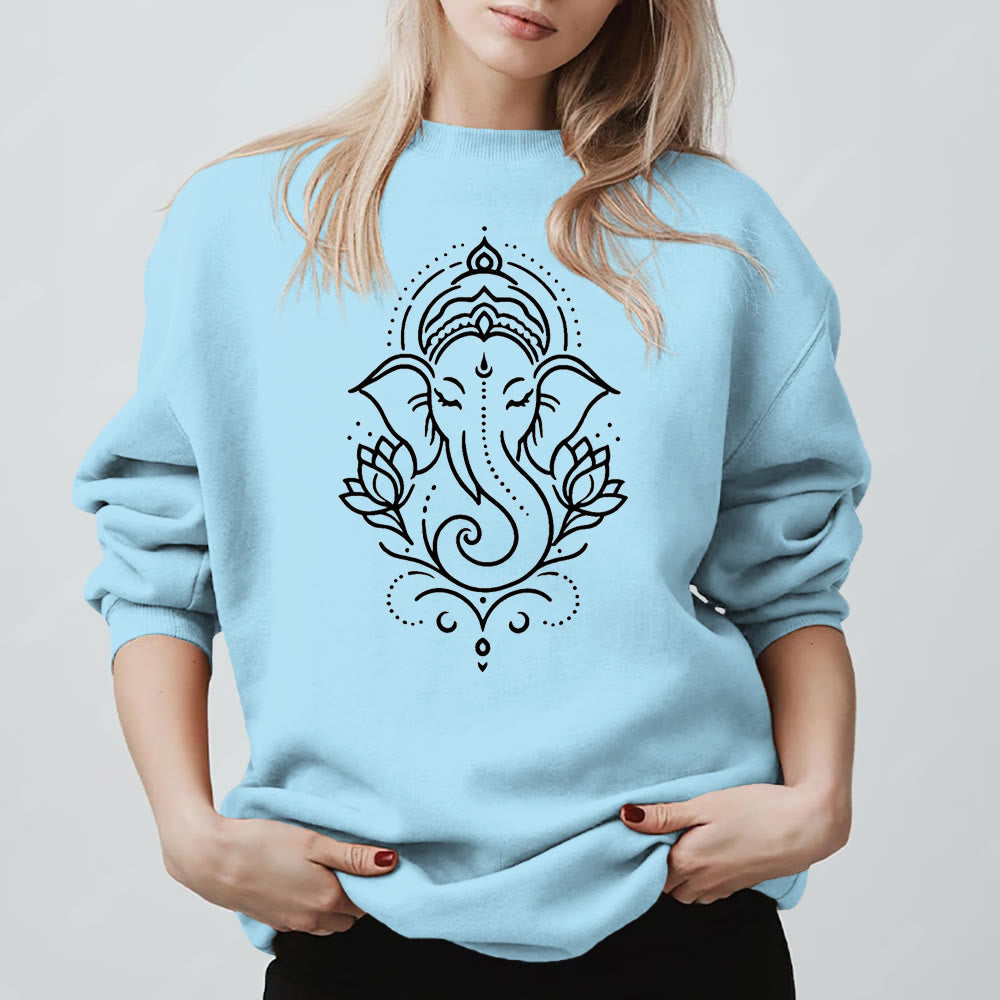 Olivenorma Peaceful Elephant Lotus Meditation Fleece Tee Inspiritual Pullover Sweatshirt - image 1