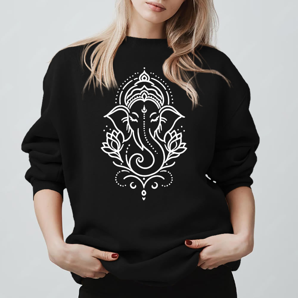 Olivenorma Peaceful Elephant Lotus Meditation Fleece Tee Inspiritual Pullover Sweatshirt - image 6