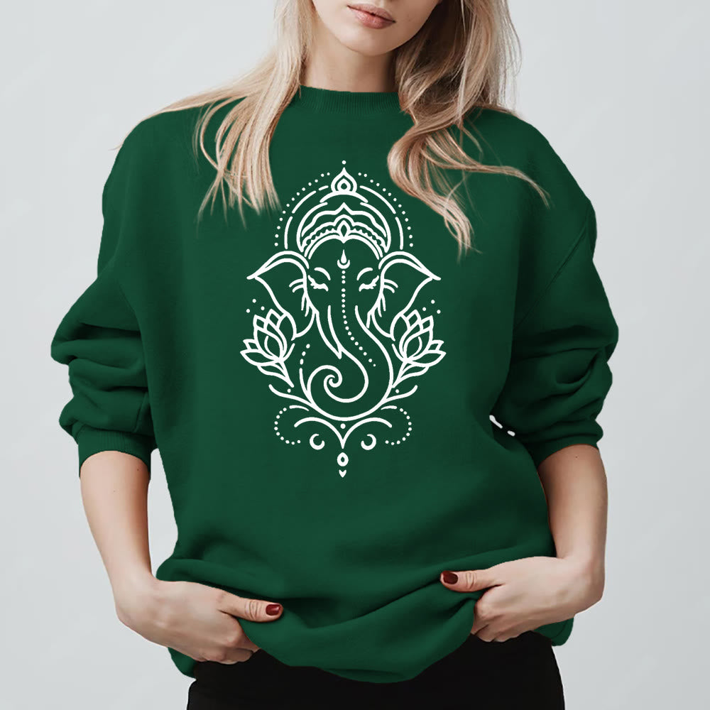 Olivenorma Peaceful Elephant Lotus Meditation Fleece Tee Inspiritual Pullover Sweatshirt - image 16