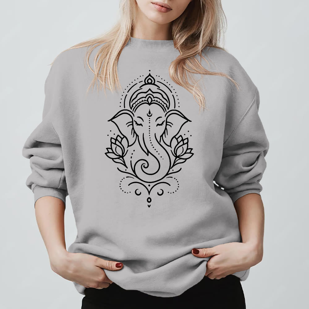Olivenorma Peaceful Elephant Lotus Meditation Fleece Tee Inspiritual Pullover Sweatshirt - image 8