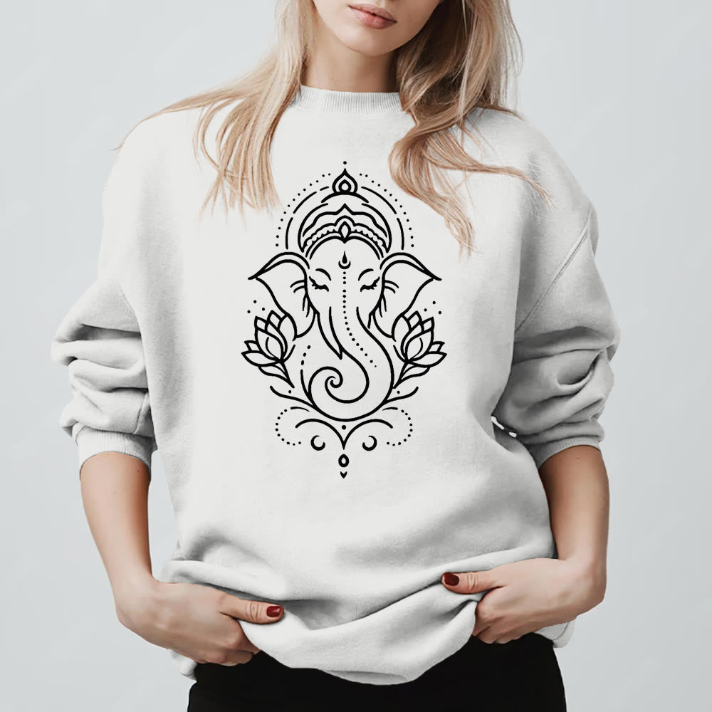 Olivenorma Peaceful Elephant Lotus Meditation Fleece Tee Inspiritual Pullover Sweatshirt - image 4