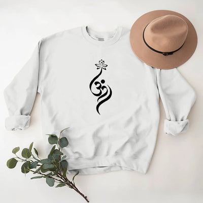 Olivenorma Lightweight OM Symbol Lotus Meditation Inpiritual Fleece Sweatshirt - White - 2XL - image 4