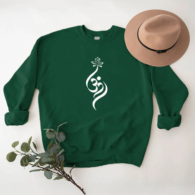 Olivenorma Lightweight OM Symbol Lotus Meditation Inpiritual Fleece Sweatshirt - Green - 2XL - image 0