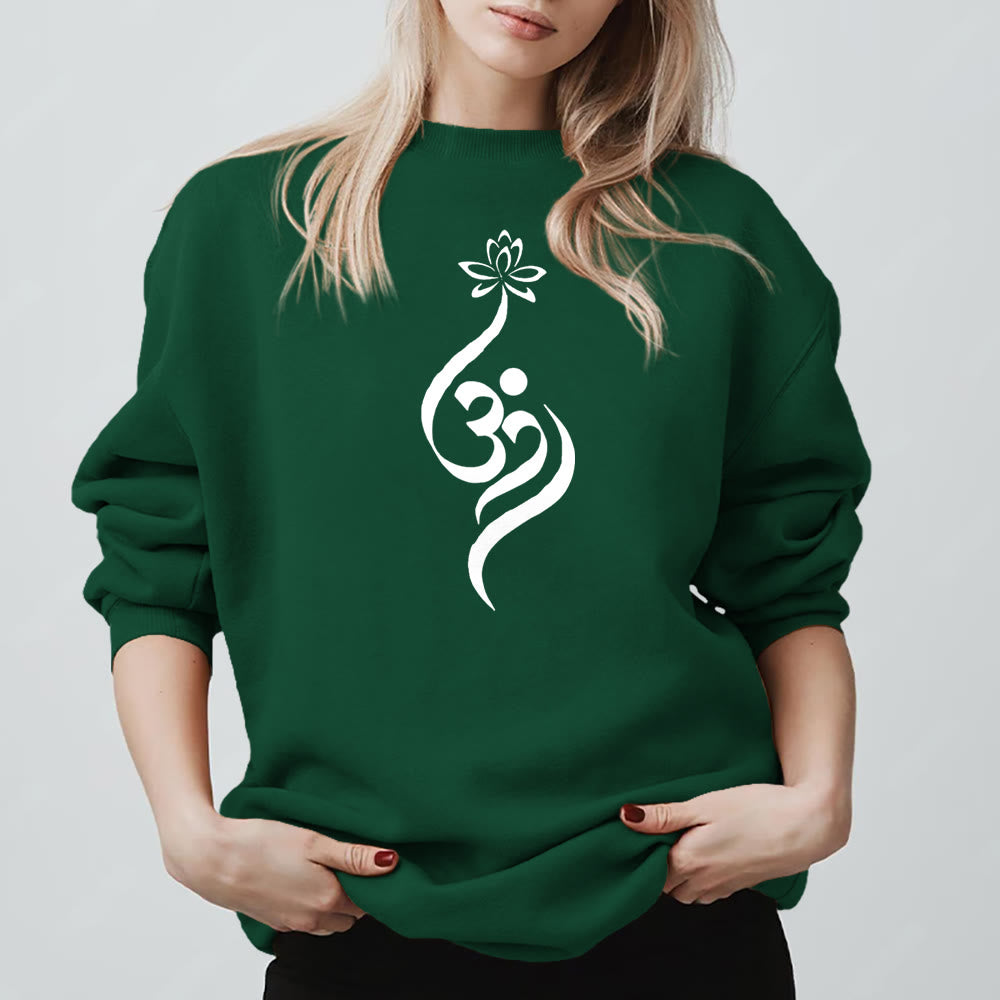 Olivenorma Lightweight OM Symbol Lotus Meditation Inpiritual Fleece Sweatshirt - image 1