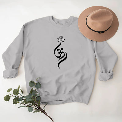 Olivenorma Lightweight OM Symbol Lotus Meditation Inpiritual Fleece Sweatshirt - Grey - 2XL - image 8