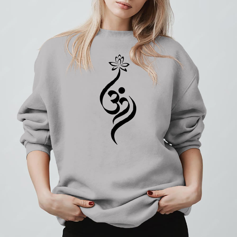 Olivenorma Lightweight OM Symbol Lotus Meditation Inpiritual Fleece Sweatshirt - image 9