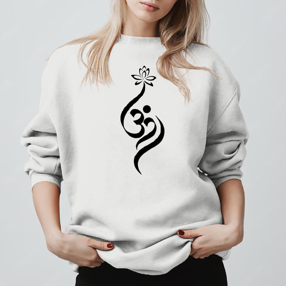 Olivenorma Lightweight OM Symbol Lotus Meditation Inpiritual Fleece Sweatshirt - image 5