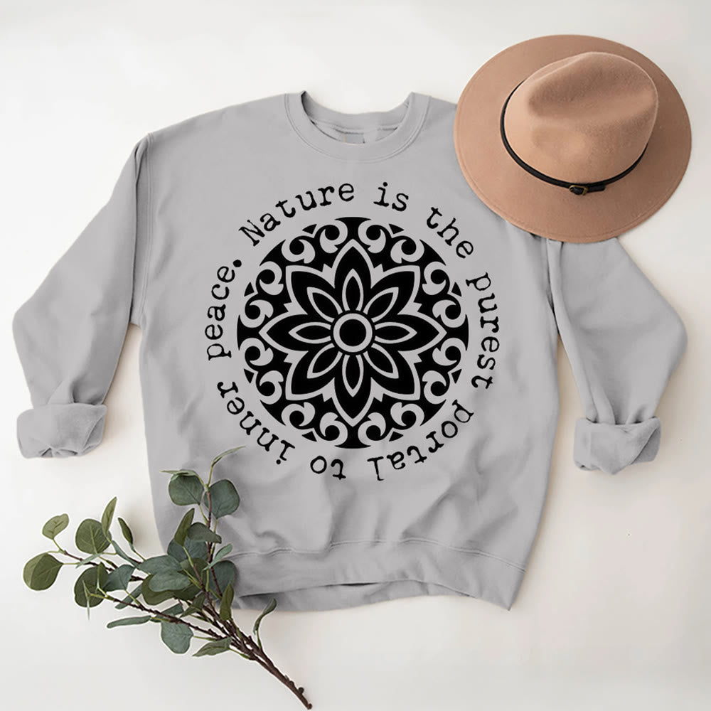 Olivenorma NATURE IS THE PUREST PORTAL TO INNER PEACE Fleece Inspiritual Sweatshirt - Grey - 2XL - image 0