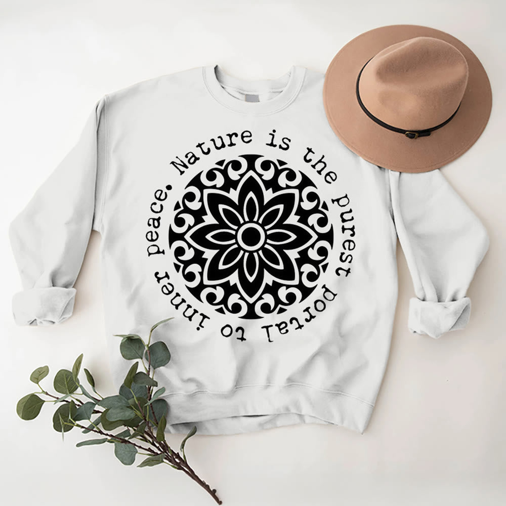 Olivenorma NATURE IS THE PUREST PORTAL TO INNER PEACE Fleece Inspiritual Sweatshirt - White - 2XL - image 3
