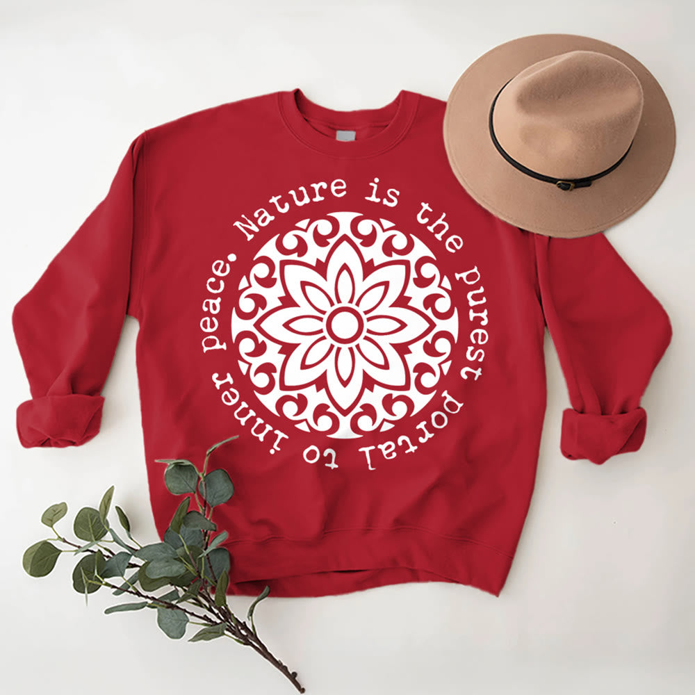 Olivenorma NATURE IS THE PUREST PORTAL TO INNER PEACE Fleece Inspiritual Sweatshirt - Red - 2XL - image 11