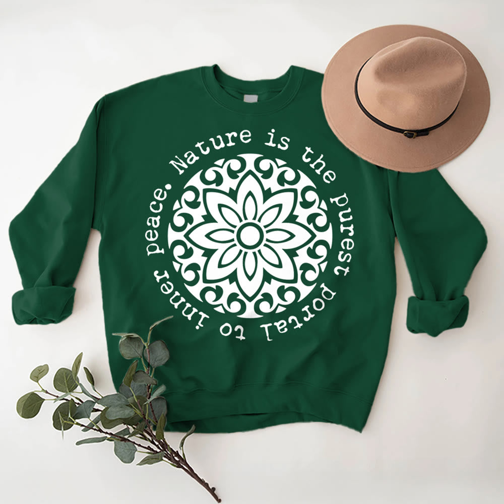 Olivenorma NATURE IS THE PUREST PORTAL TO INNER PEACE Fleece Inspiritual Sweatshirt - Green - 2XL - image 13