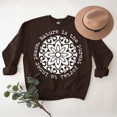 Olivenorma NATURE IS THE PUREST PORTAL TO INNER PEACE Fleece Inspiritual Sweatshirt - Brown - 2XL - image 7