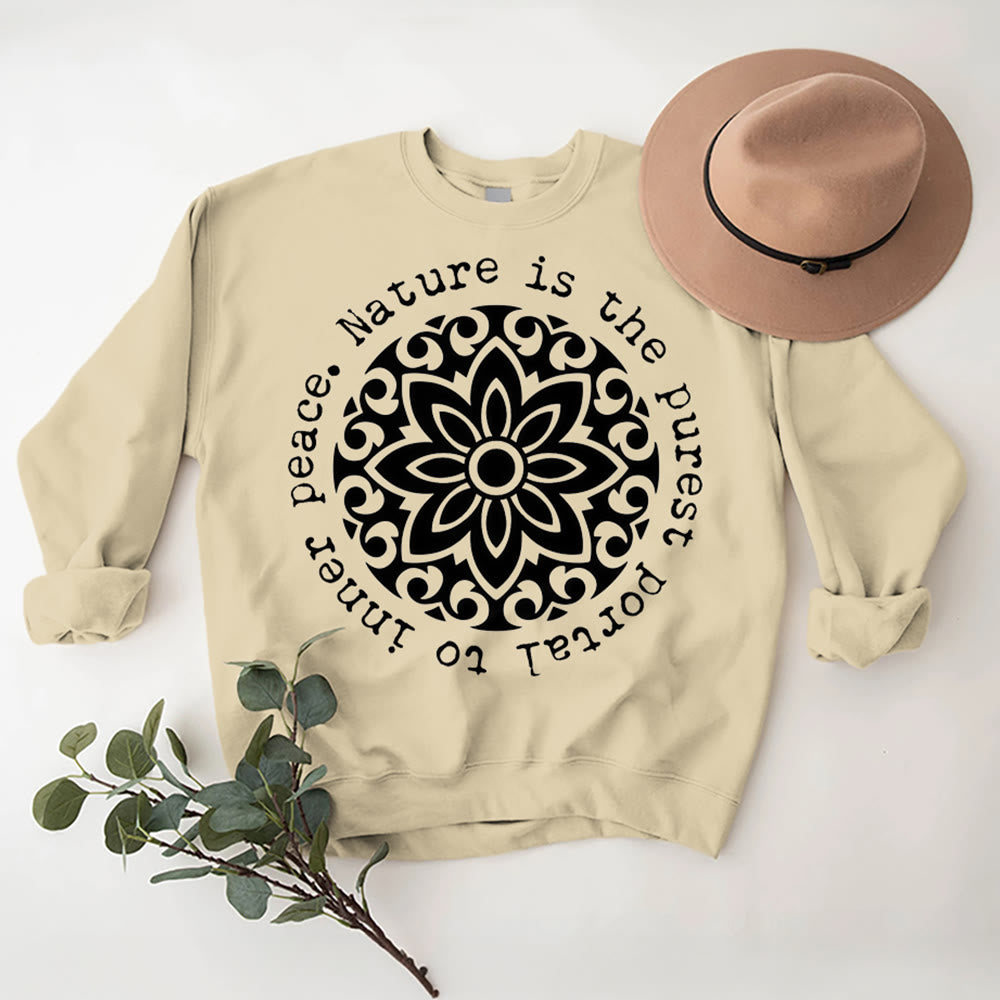Olivenorma NATURE IS THE PUREST PORTAL TO INNER PEACE Fleece Inspiritual Sweatshirt - LightYellow - 2XL - image 9