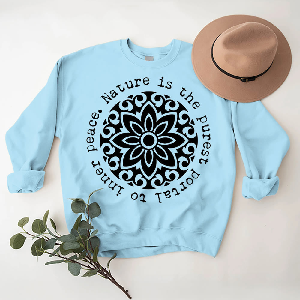 Olivenorma NATURE IS THE PUREST PORTAL TO INNER PEACE Fleece Inspiritual Sweatshirt - Blue - 2XL - image 15