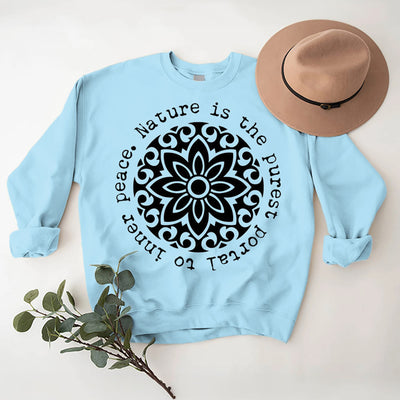 Olivenorma NATURE IS THE PUREST PORTAL TO INNER PEACE Fleece Inspiritual Sweatshirt - Blue - 2XL - image 15
