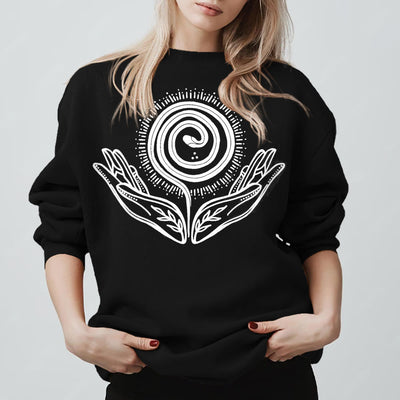Olivenorma Spiritual Growth Spiral Tee Crewneck Long Sleeve Loose Sweatshirt - image 6