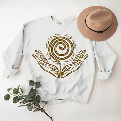 Olivenorma Spiritual Growth Spiral Tee Crewneck Long Sleeve Loose Sweatshirt - White - 2XL - image 3