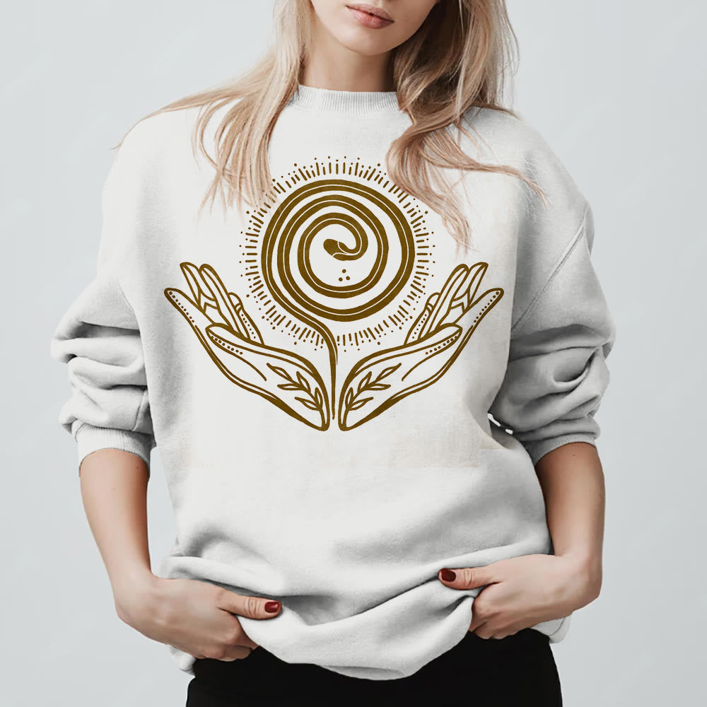 Olivenorma Spiritual Growth Spiral Tee Crewneck Long Sleeve Loose Sweatshirt - image 4