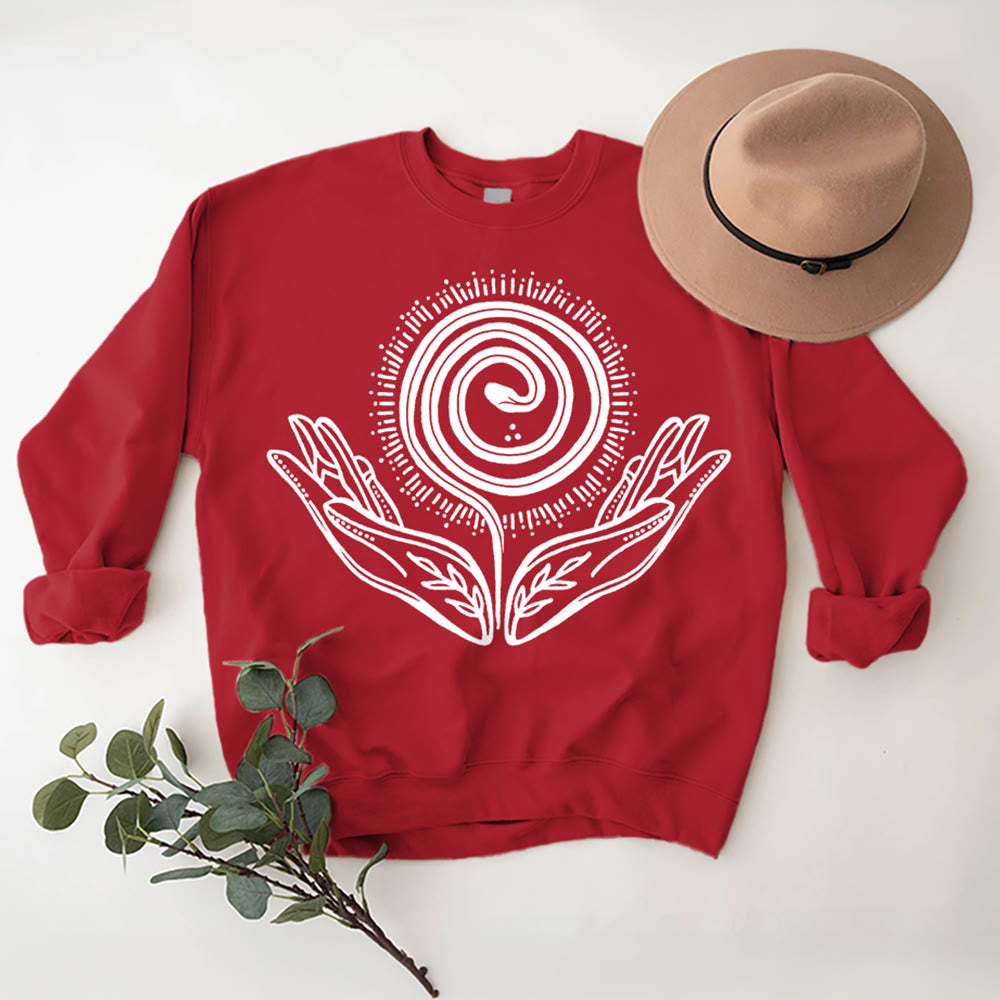 Olivenorma Spiritual Growth Spiral Tee Crewneck Long Sleeve Loose Sweatshirt - Red - 2XL - image 11