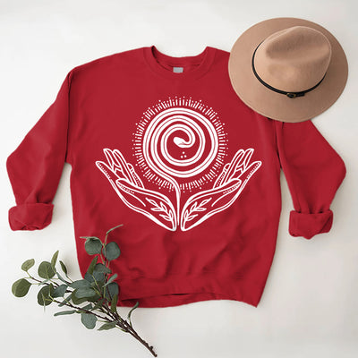 Olivenorma Spiritual Growth Spiral Tee Crewneck Long Sleeve Loose Sweatshirt - Red - 2XL - image 11