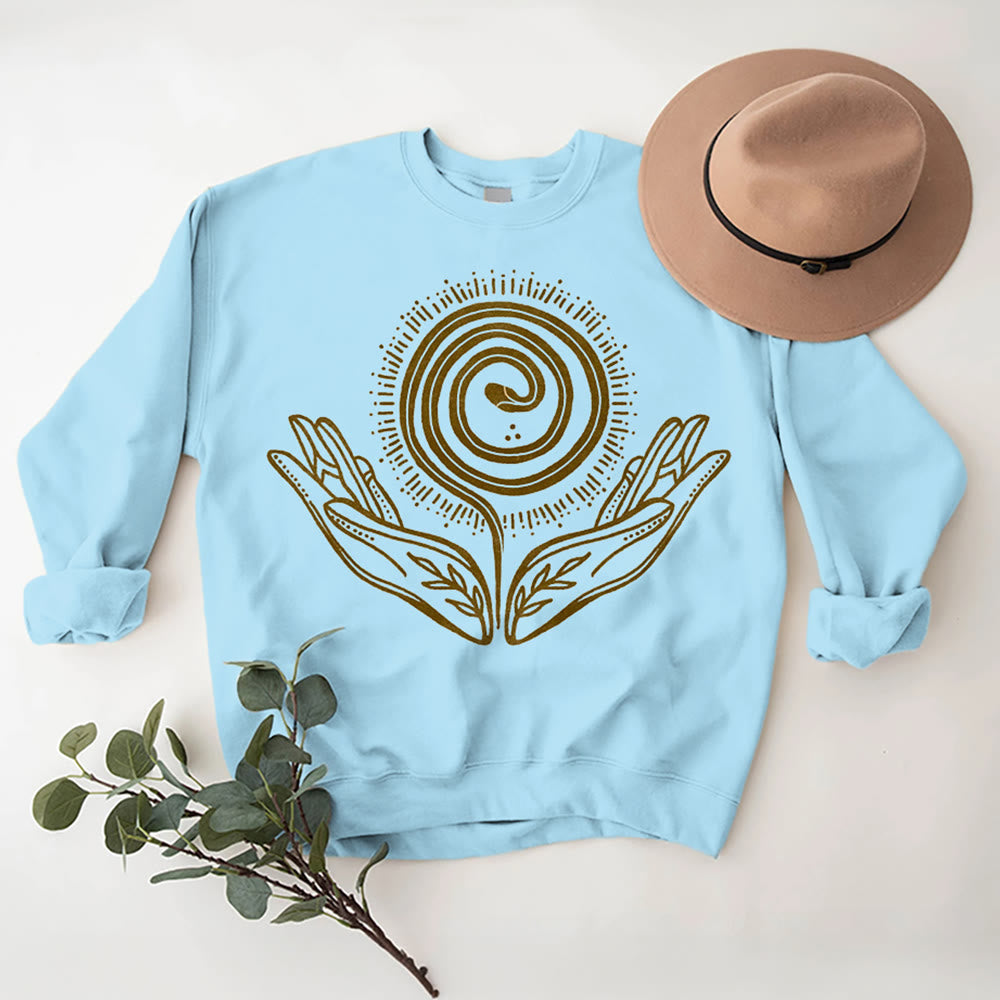 Olivenorma Spiritual Growth Spiral Tee Crewneck Long Sleeve Loose Sweatshirt - Blue - 2XL - image 15