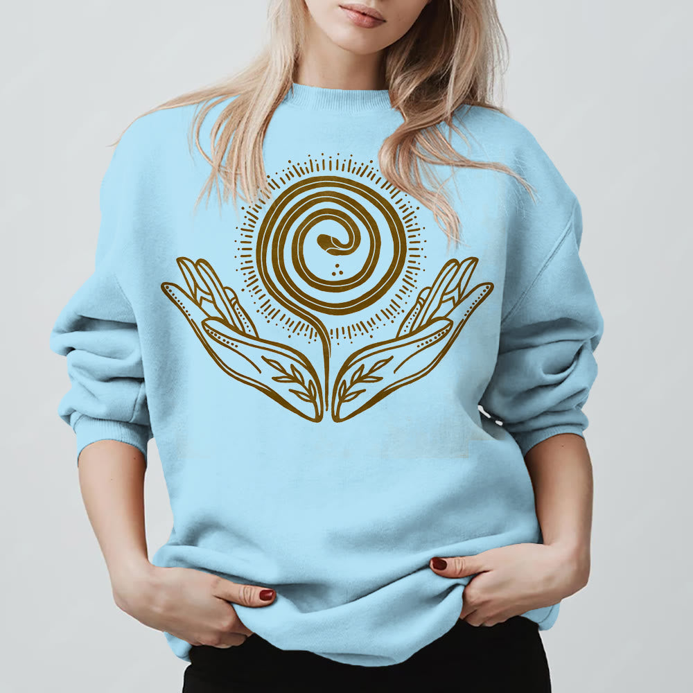 Olivenorma Spiritual Growth Spiral Tee Crewneck Long Sleeve Loose Sweatshirt - image 16