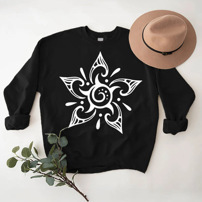 Olivenorma Tribal Mystical Spiritual Growth Floral Fleece Pullover Sweatshirt - Black - 2XL - image 5