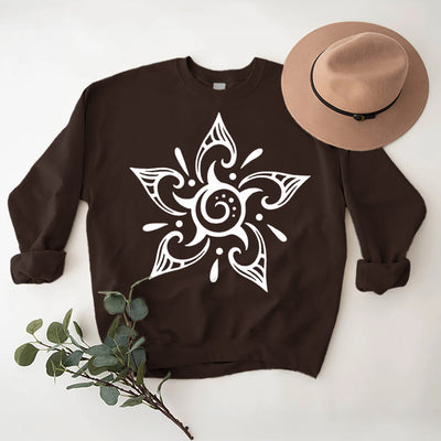 Olivenorma Tribal Mystical Spiritual Growth Floral Fleece Pullover Sweatshirt - Brown - 2XL - image 9