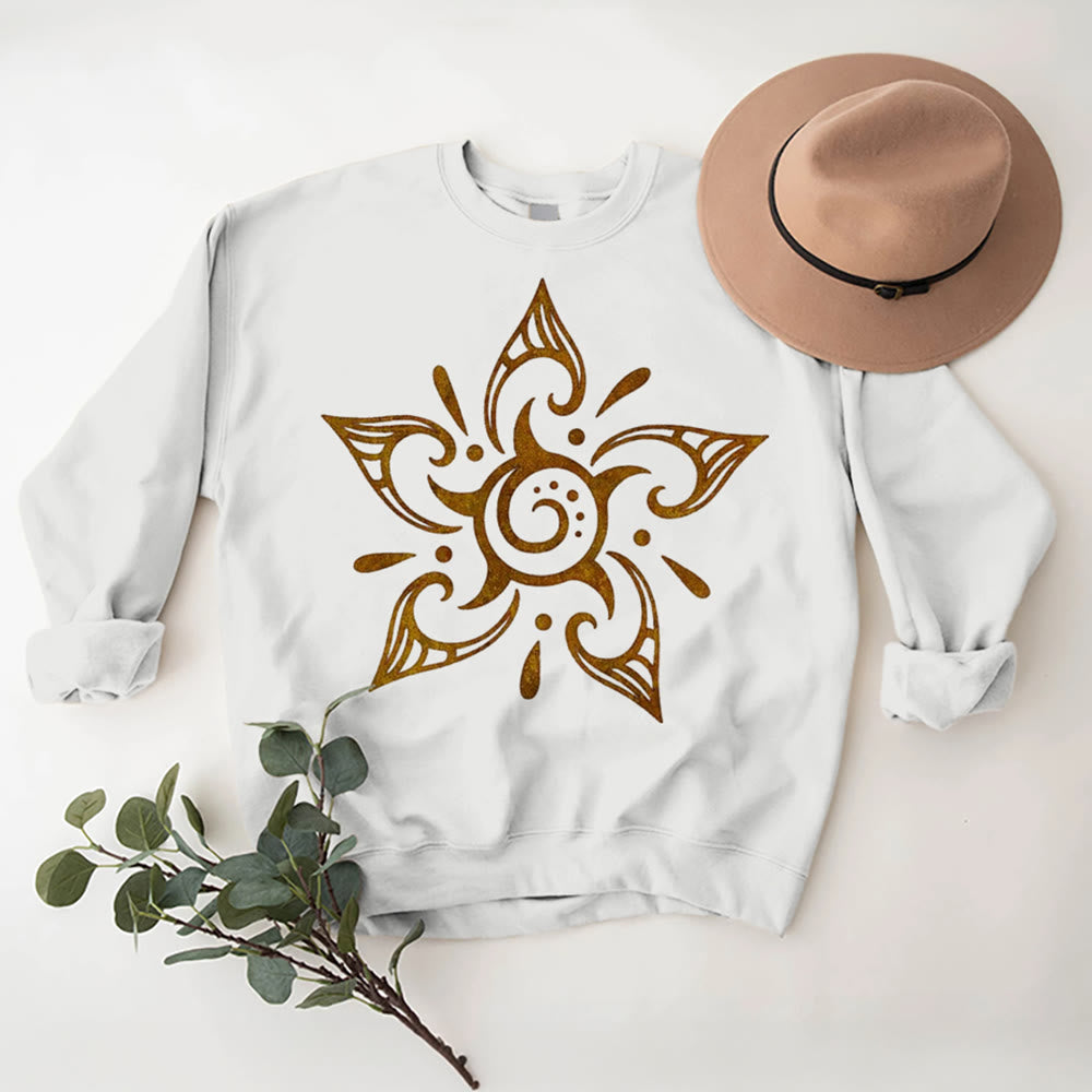Olivenorma Tribal Mystical Spiritual Growth Floral Fleece Pullover Sweatshirt - White - 2XL - image 3