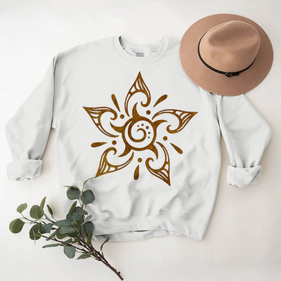 Olivenorma Tribal Mystical Spiritual Growth Floral Fleece Pullover Sweatshirt - White - 2XL - image 3