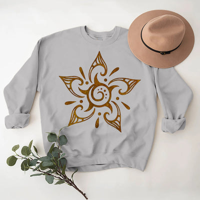 Olivenorma Tribal Mystical Spiritual Growth Floral Fleece Pullover Sweatshirt - Grey - 2XL - image 7