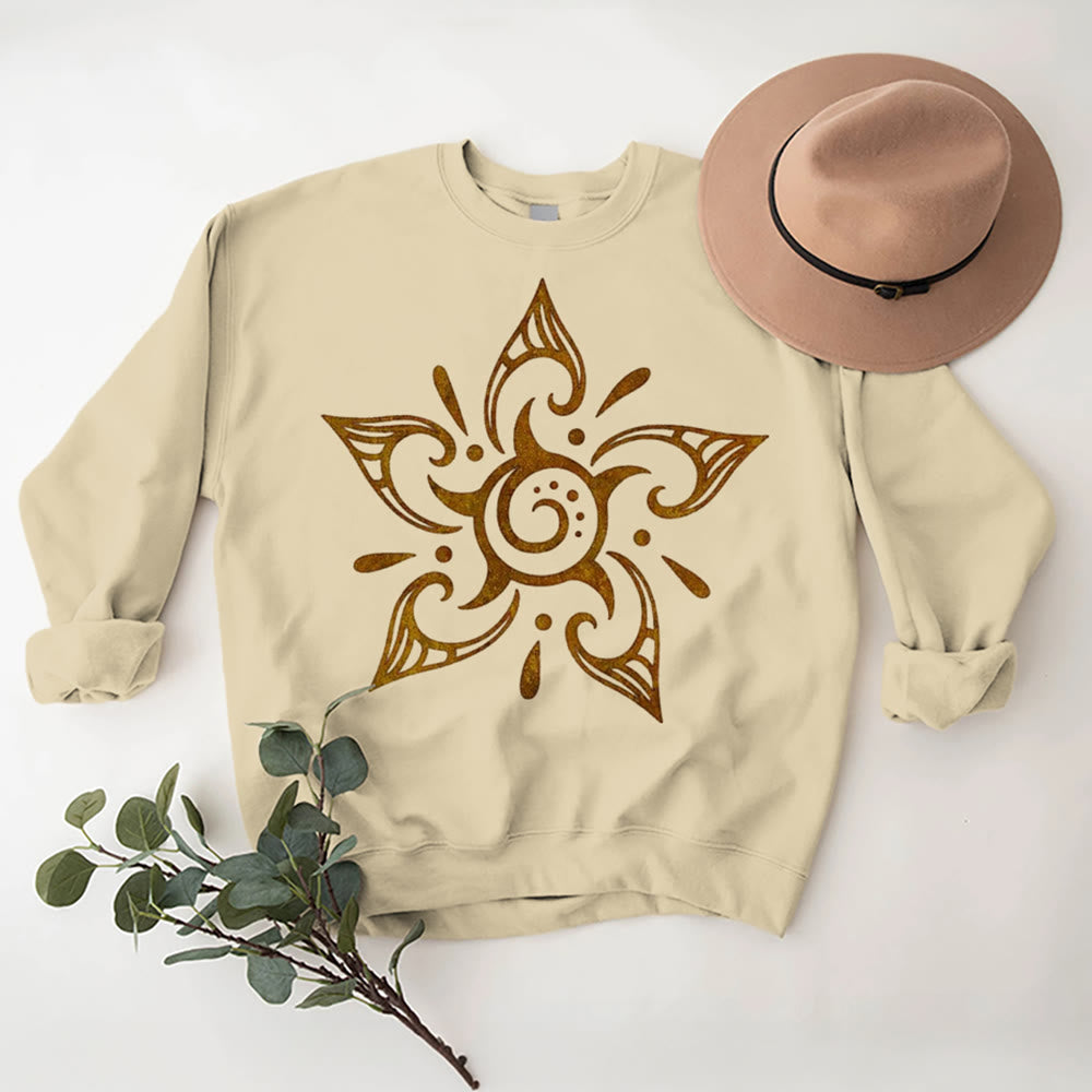 Olivenorma Tribal Mystical Spiritual Growth Floral Fleece Pullover Sweatshirt - LightYellow - 2XL - image 11