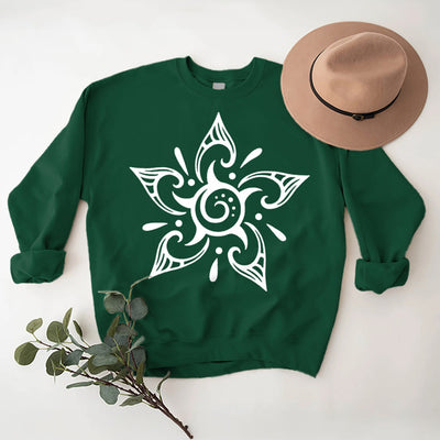 Olivenorma Tribal Mystical Spiritual Growth Floral Fleece Pullover Sweatshirt - Green - 2XL - image 13