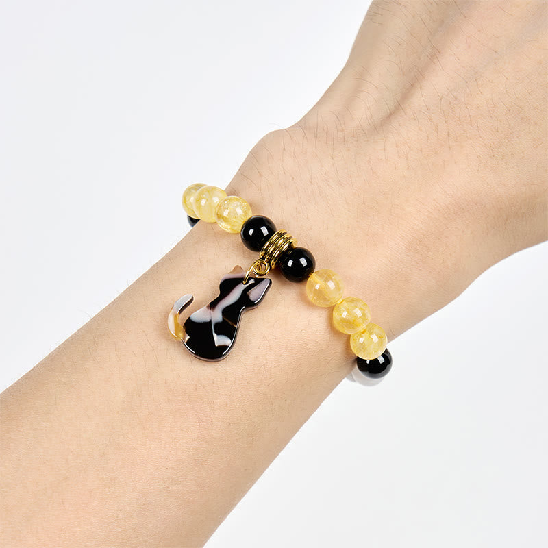 Olivenorma Luck & Fortune Tri-Color Calico Cat Gemstone Bracelet - image 1