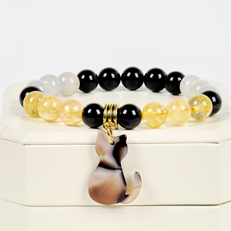 Olivenorma Luck & Fortune Tri-Color Calico Cat Gemstone Bracelet - image 2