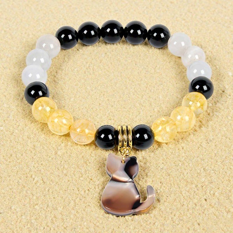 Olivenorma Luck & Fortune Tri-Color Calico Cat Gemstone Bracelet - image 4