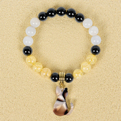 Olivenorma Luck & Fortune Tri-Color Calico Cat Gemstone Bracelet - image 3